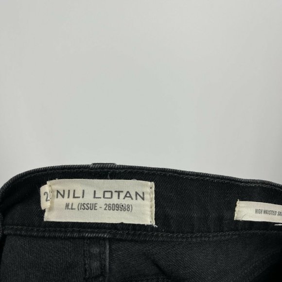 Nili Lotan Jeans Black High Waisted Skinny Frayed Hem High-Rise Stretch Size 24 - Picture 7 of 8